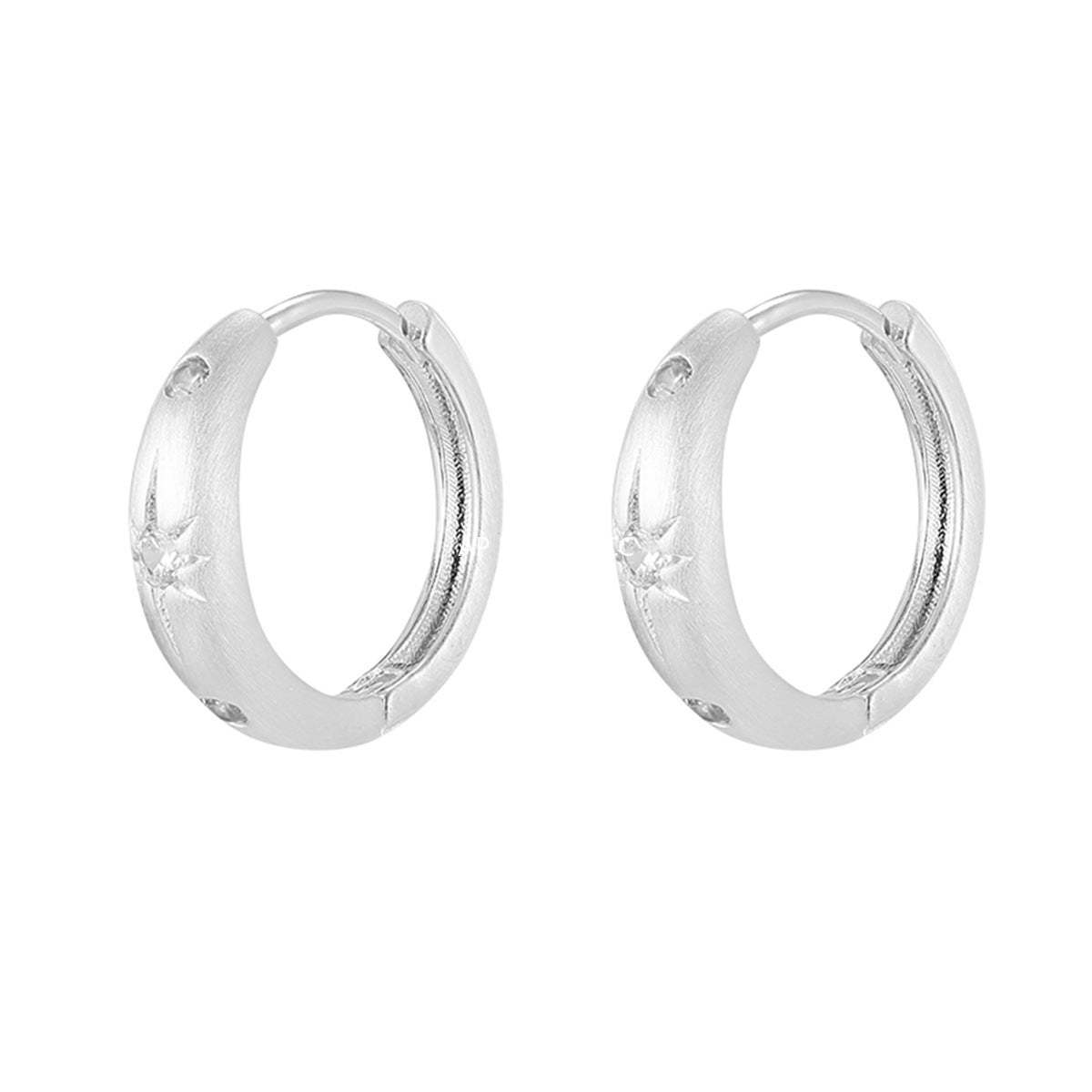 A관 - 샌딩 별 큐빅 925 은침 링 귀걸이 [EH-4015] 25.09-4