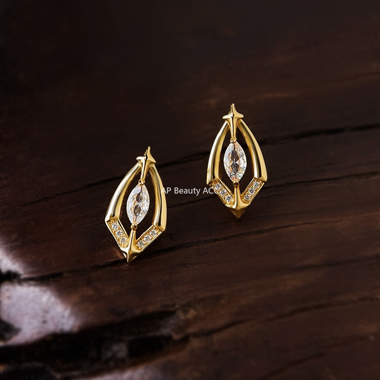 C관 - 925 은침 별 지오메트릭 디자인 큐빅 귀걸이 [6912] 25.10-2