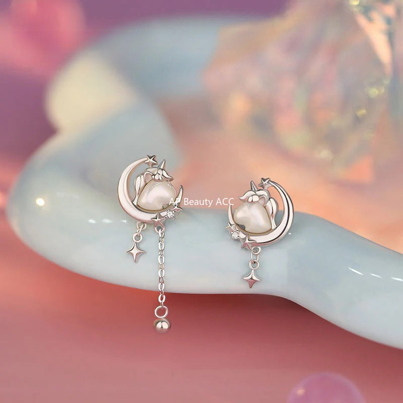 B관 - 999 실버 유니콘 달 디자인 목걸이 귀걸이 팔찌 [YC2200N_1 YC4829E_1 YC5416SL_1] 25.10-1