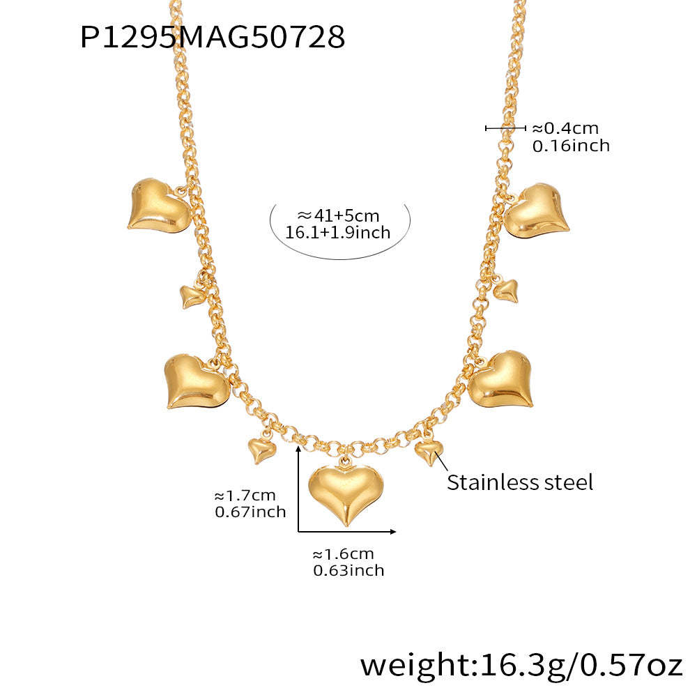 D관 - 18K 도금 스테인리스 스틸 하트 펜던트 목걸이 [P1295-D347] 25.08-1