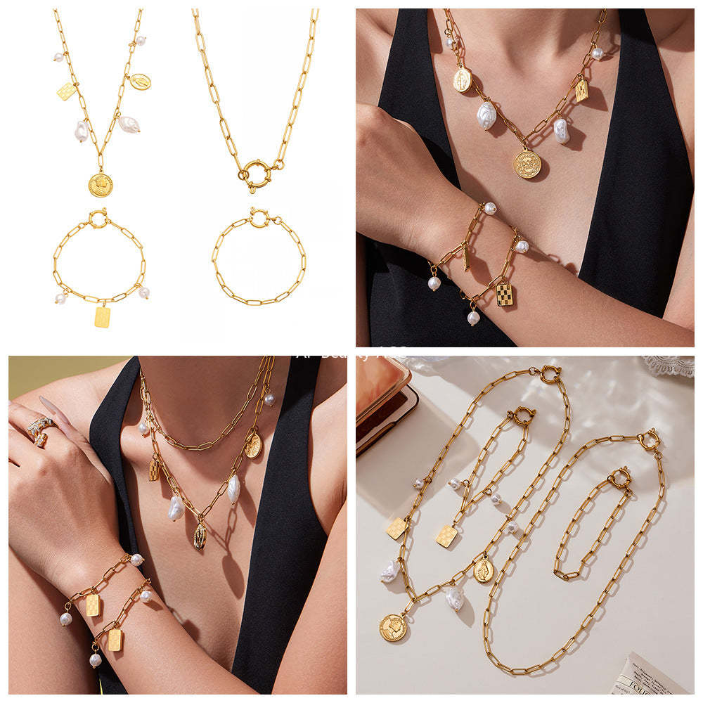 D관 - 스테인리스 비즈 원형 여왕 스퀘어 멀티 펜던트 팔찌 목걸이 [TXP456] 25.10-5