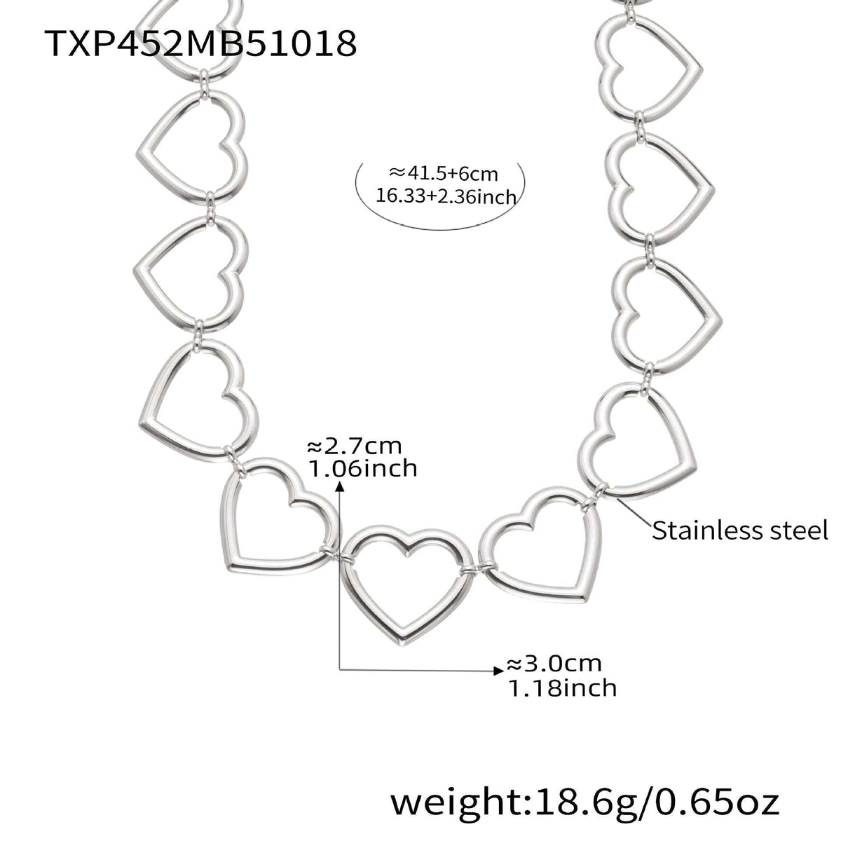 D관 - 18K 도금 스테인리스 스틸 하트 연결 디자인 귀걸이 목걸이 팔찌 [TXP452] 25.10-4