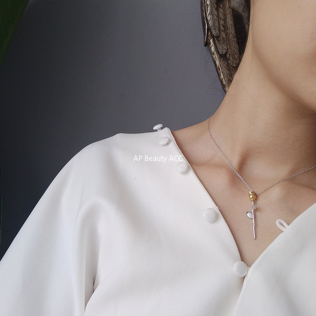 F관 - 925 실버 장미 플라워 펜던트 목걸이 [B366] 25.10-3