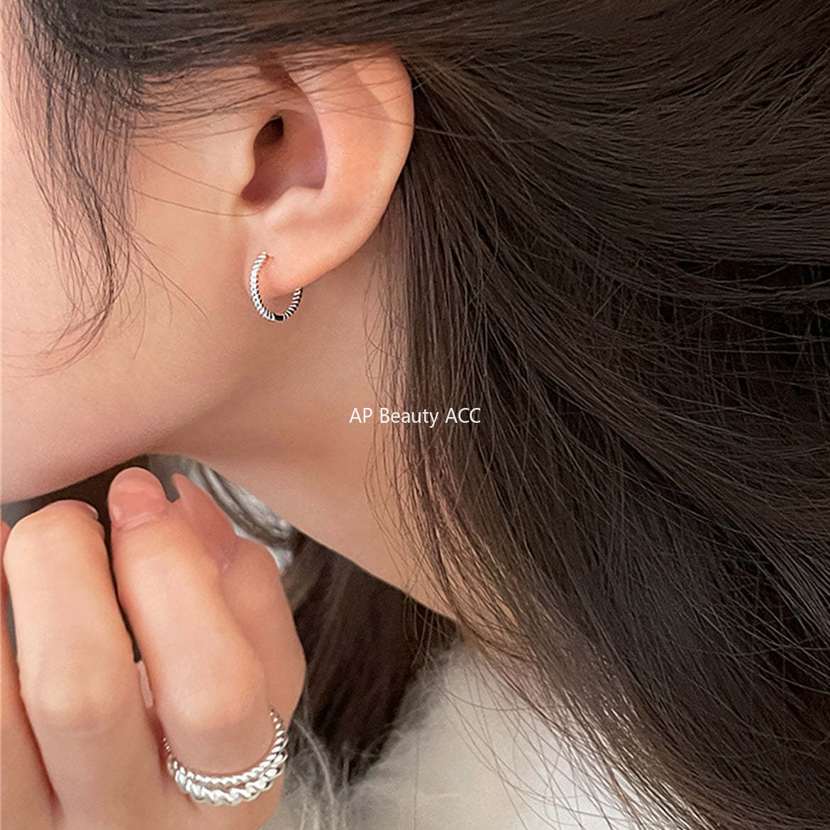 A관 - 925 은침 심플 트위스트 링형 귀걸이 [EH-3577] 25.05-5