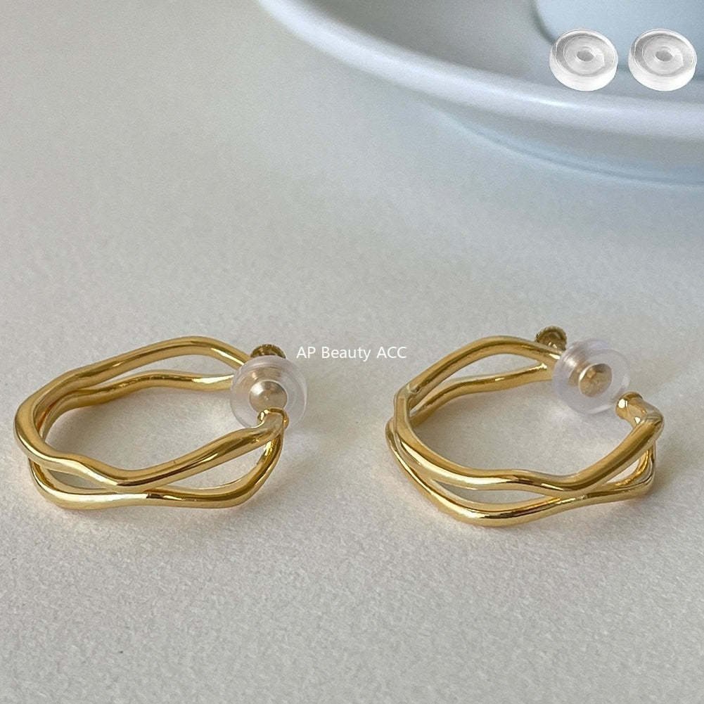 A관 - 불규칙 더블 레이어 귀찌 귀걸이 [EJ-60] 25.12-3