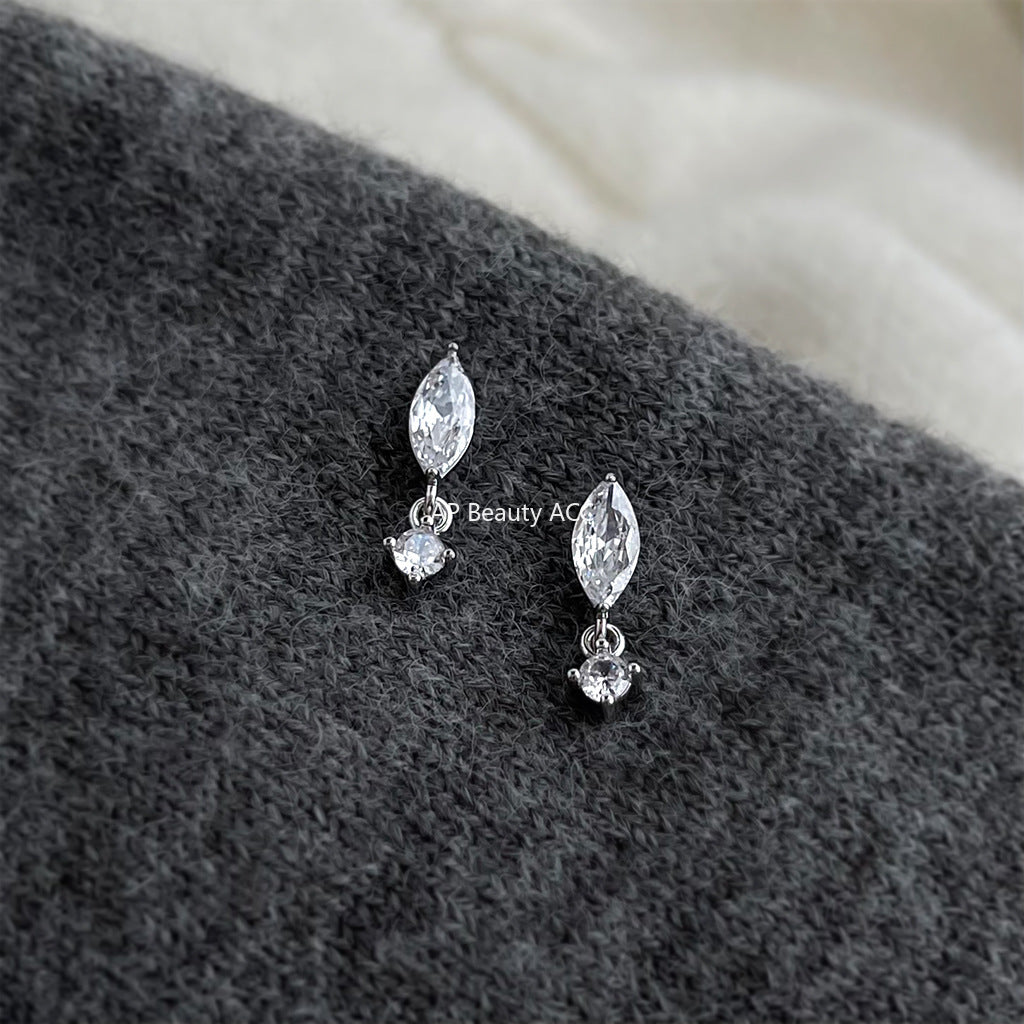C관 - 925 은침 물방울 마퀴즈 컷 큐빅 귀걸이 [7063] 25.11-2