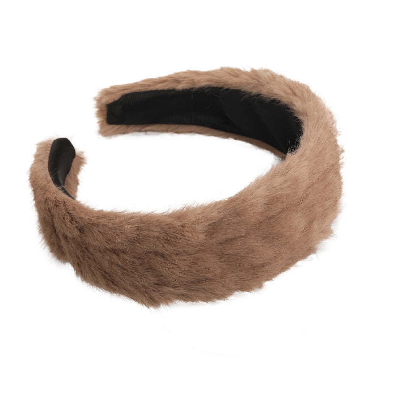 E관 - 단색 퍼 소재 땋은 디자인 머리띠 [27765] 25.12-2