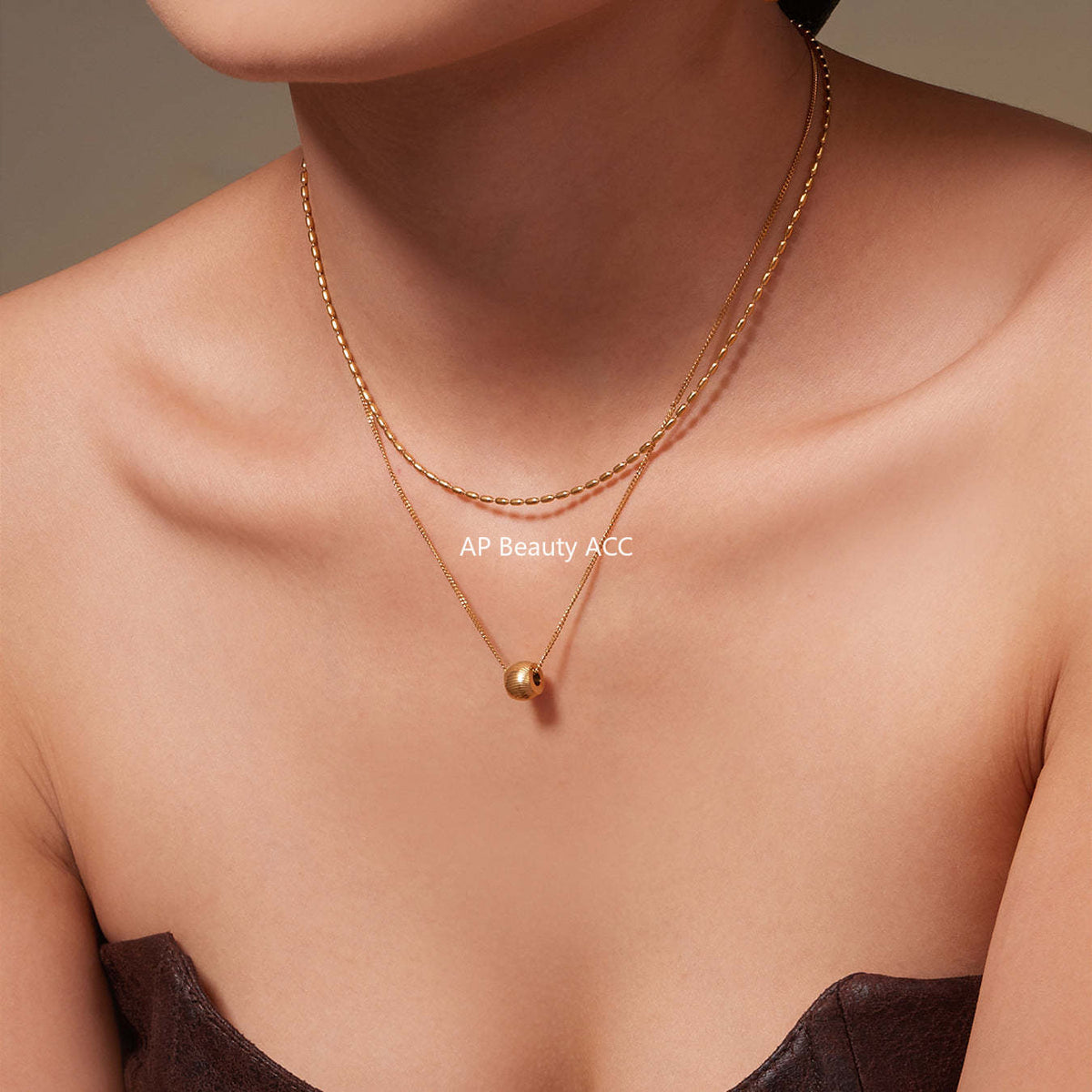 D관 - 스테인리스 스틸 더블 레이어드 18K 도금 행운 목걸이 [P877] 25.11-4