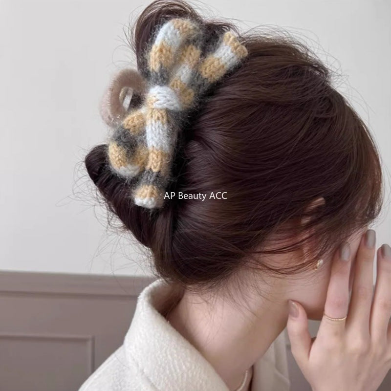 E관 - 털실 니트 소재 리본 모양 집게핀 [26283] 25.11-2