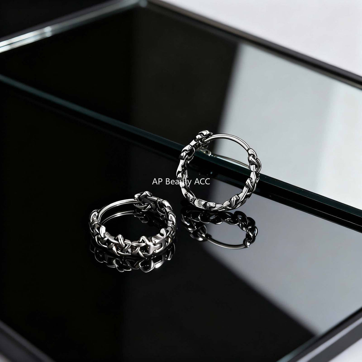 G관 - 스테인리스 빈티지 웨이브 크로스 체인 귀걸이 [EH-838] 25.12-2