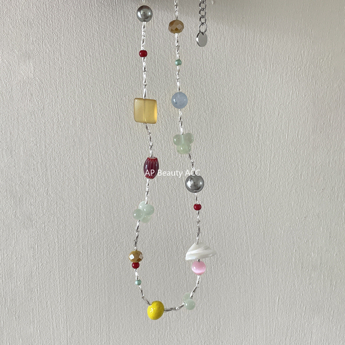 A관 - 컬러 원석 자개 비즈 목걸이 [XL-1215] 25.10-1