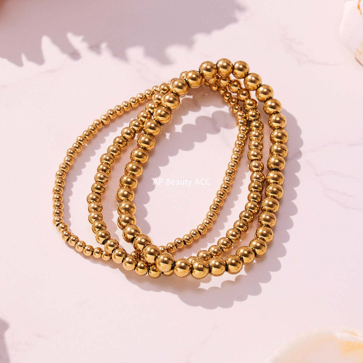 D관 - 스테인리스 18K 도금 하트 멀티 펜던트 스틸 비즈 팔찌 [E696-E697-E698] 25.10-5