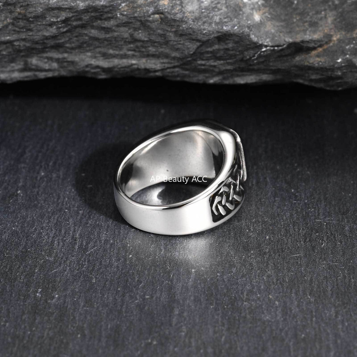 G관 - 사각 터키석 호안석 스테인리스 스틸 반지 [RC-605] 25.12-2