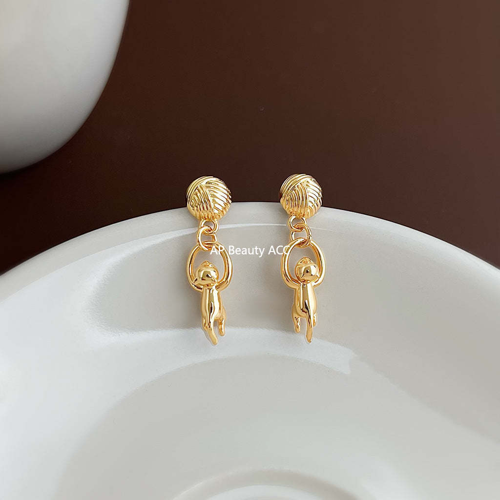 C관 - 925 은침 고양이 털실 디자인 귀걸이 [7042] 25.11-1