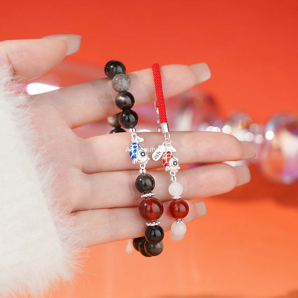 B관 - 999 실버 잉어 홍마노 커플 팔찌 [YC4658SL_1] 25.11-4