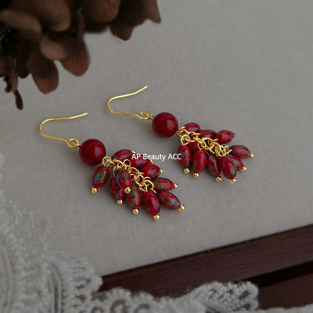 C관 - 핸드메이드 미니 글라스 비즈 태슬 귀걸이 [7261] 25.12-3