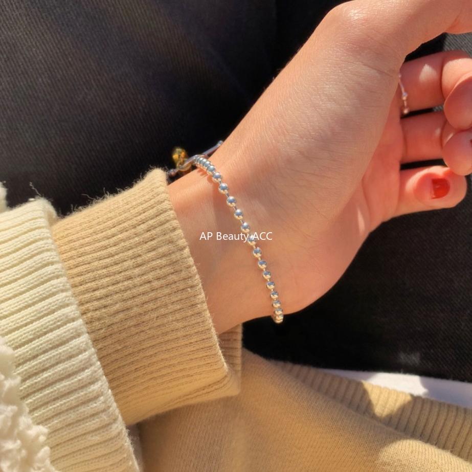 F관 - 925 실버 라운드 비즈 하트 OT고리 팔찌 [A323] 25.11-2