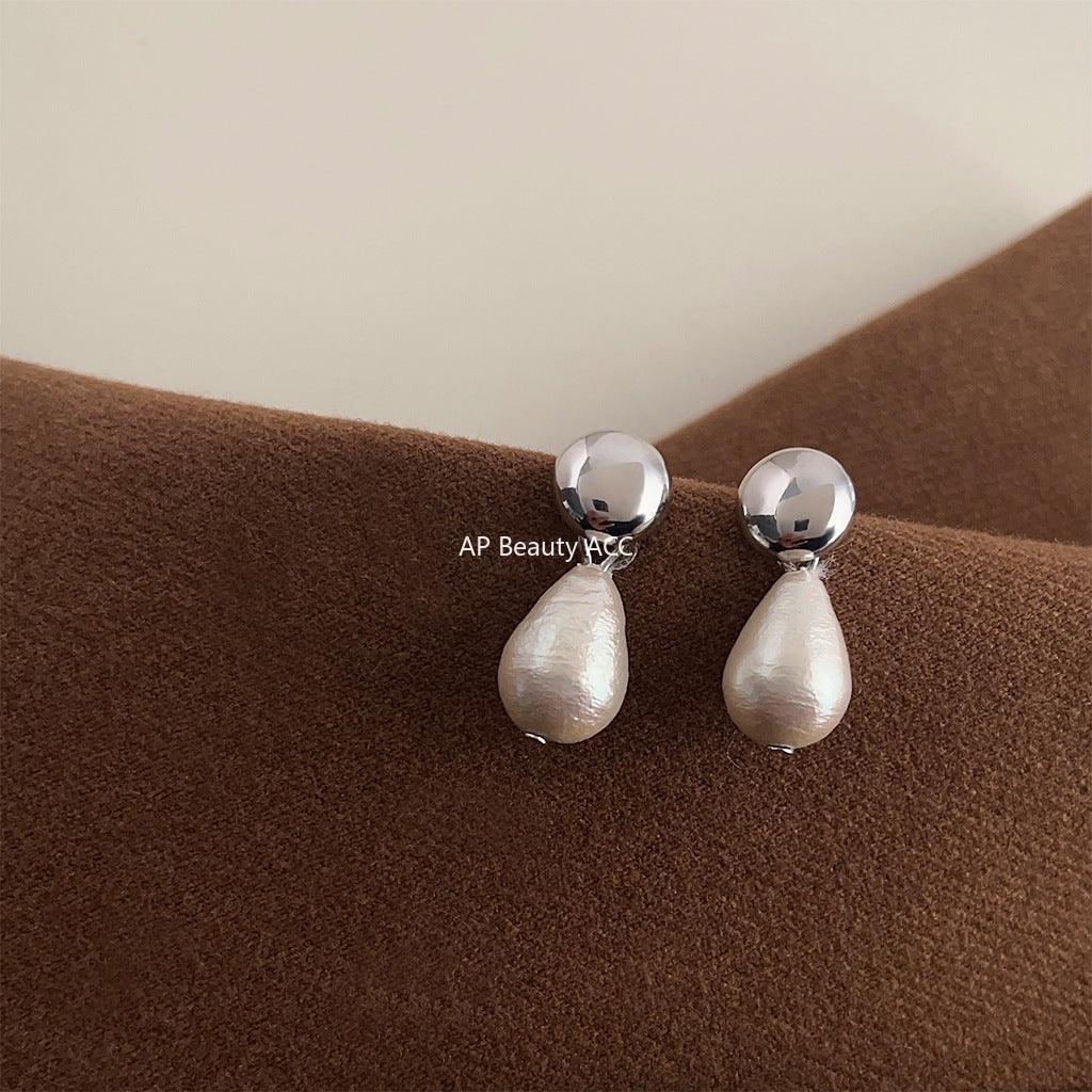 C관 - 프리미엄 18K 도금 코튼 펄 물방울 심플 디자인 귀걸이 [3624] 24.03-3