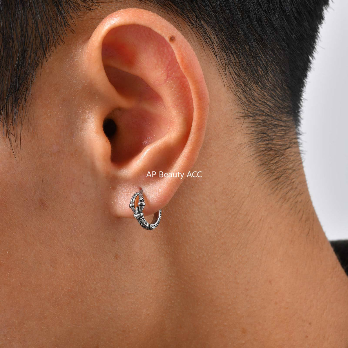 G관 - 스테인리스 스틸 뱀 형상 링 귀걸이 [EH-837S] 25.12-2