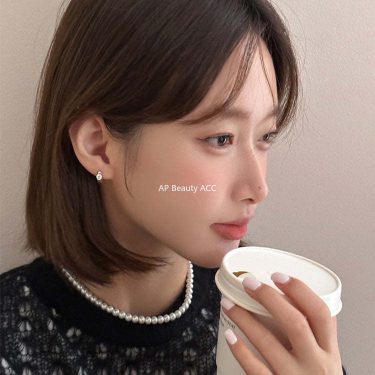 A관 - 원형 큐빅 925 은침 링 귀걸이 [EH-3522.SJ] 25.12-2