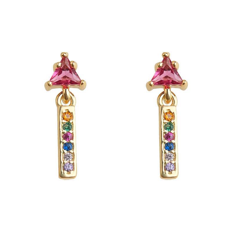 C관 - 14K 도금 컬러 스틱 큐빅 은침 귀걸이 [5694] 25.04-2