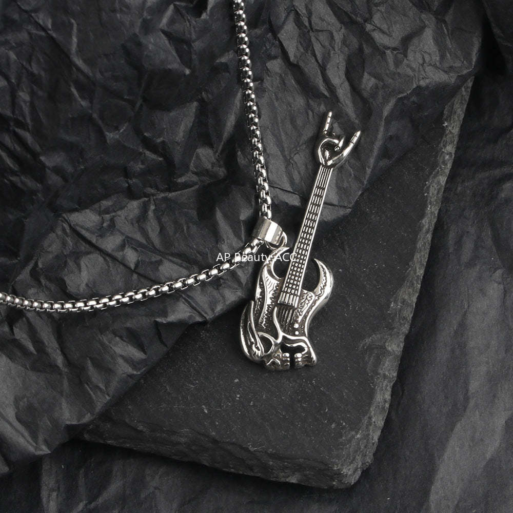 G관 - 빈티지 해골 베이스 기타 펜던트 목걸이 [X1186] 25.09-4
