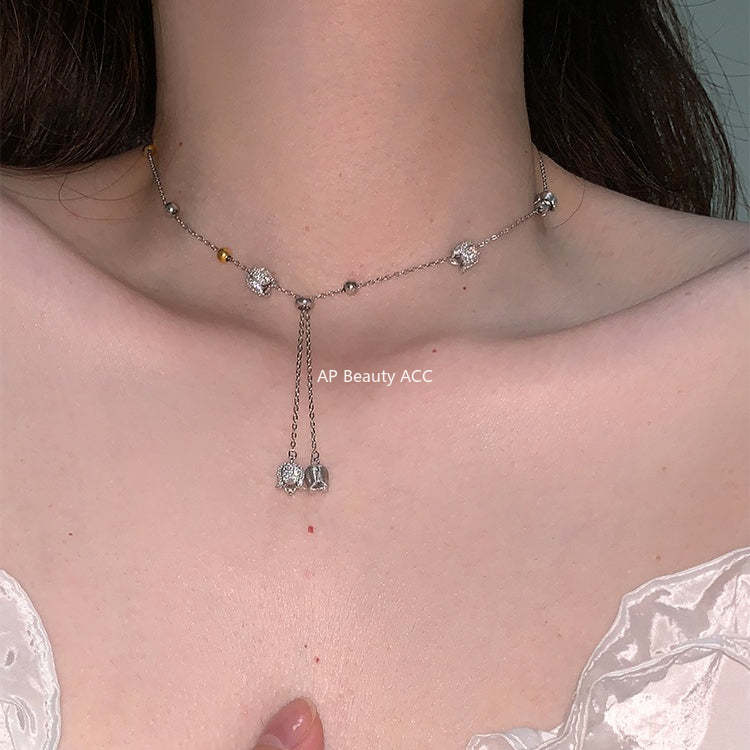 A관 - 꽃봉오리 플라워 모양 큐빅 목걸이 [XL-1220] 25.12-1