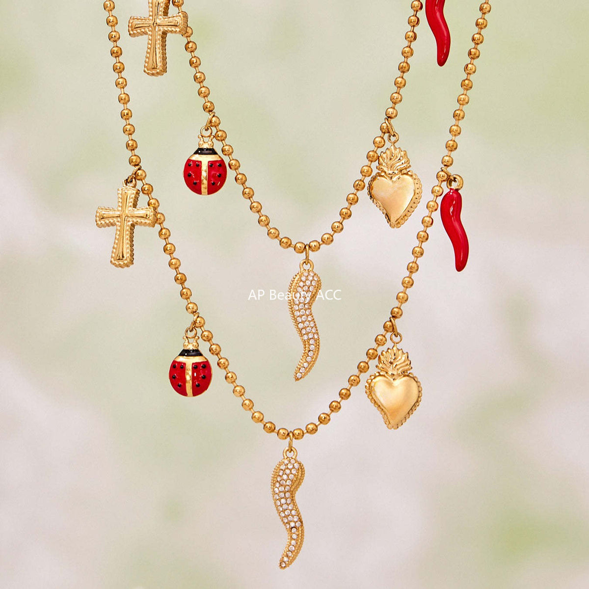 D관 - 스테인리스 스틸 큐빅 체리 딸기 펜던트 목걸이 팔찌 반지 [TXP437] 25.10-4