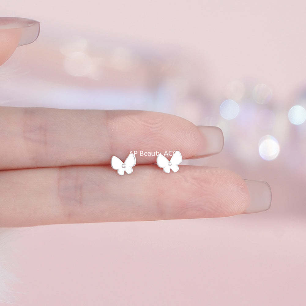 B관 - 999 실버 심플 나비 모양 피어싱 귀걸이 [YC6506E_1] 25.11-4