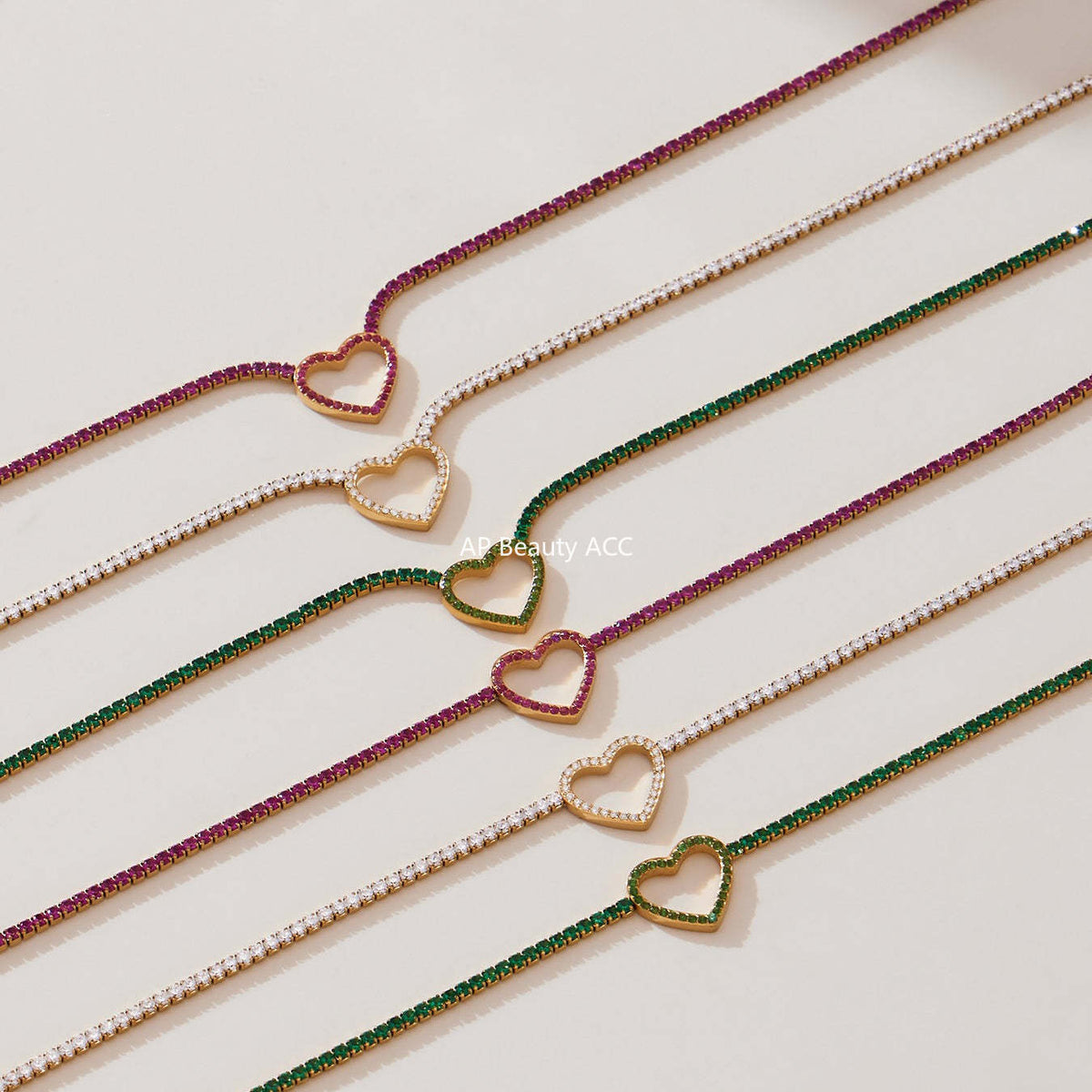 D관 - 스테인리스 스틸 풀큐빅 하트 체인 귀걸이 목걸이 팔찌 [TXP455] 25.10-4