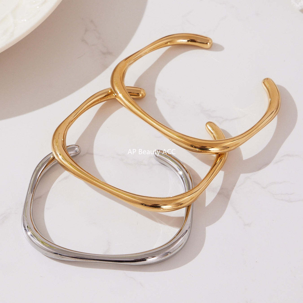 D관 - 스테인리스 18K 도금 큐빅 별 하트 비정형 팔찌 [Z500-Z501-Z502] 25.10-5