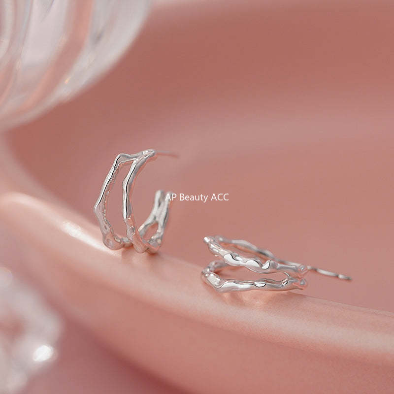 B관 - 999 실버 더블 레이어 원형 링 귀걸이 [YC2154E_1] 25.09-4