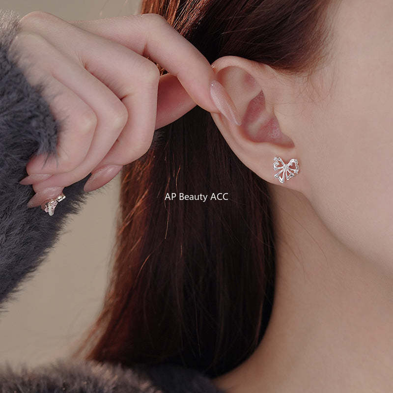 B관 - 999 실버 하트 리본 디자인 귀걸이 [YC8830E_1] 25.02-1