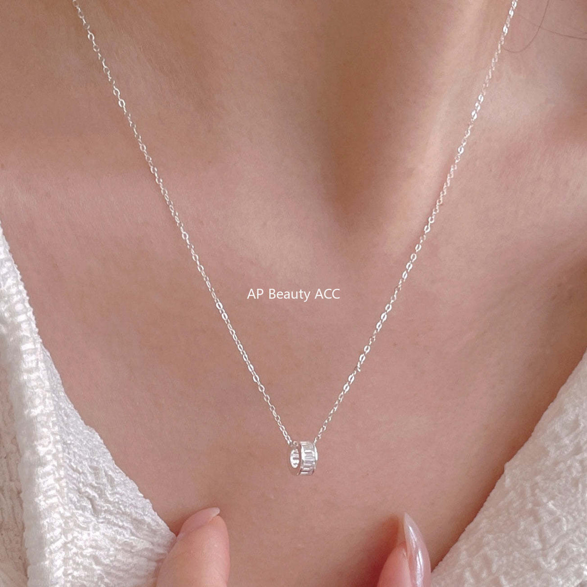 F관 - 925 실버 큐빅 원형 펜던트 목걸이 [B1378] 25.09-2