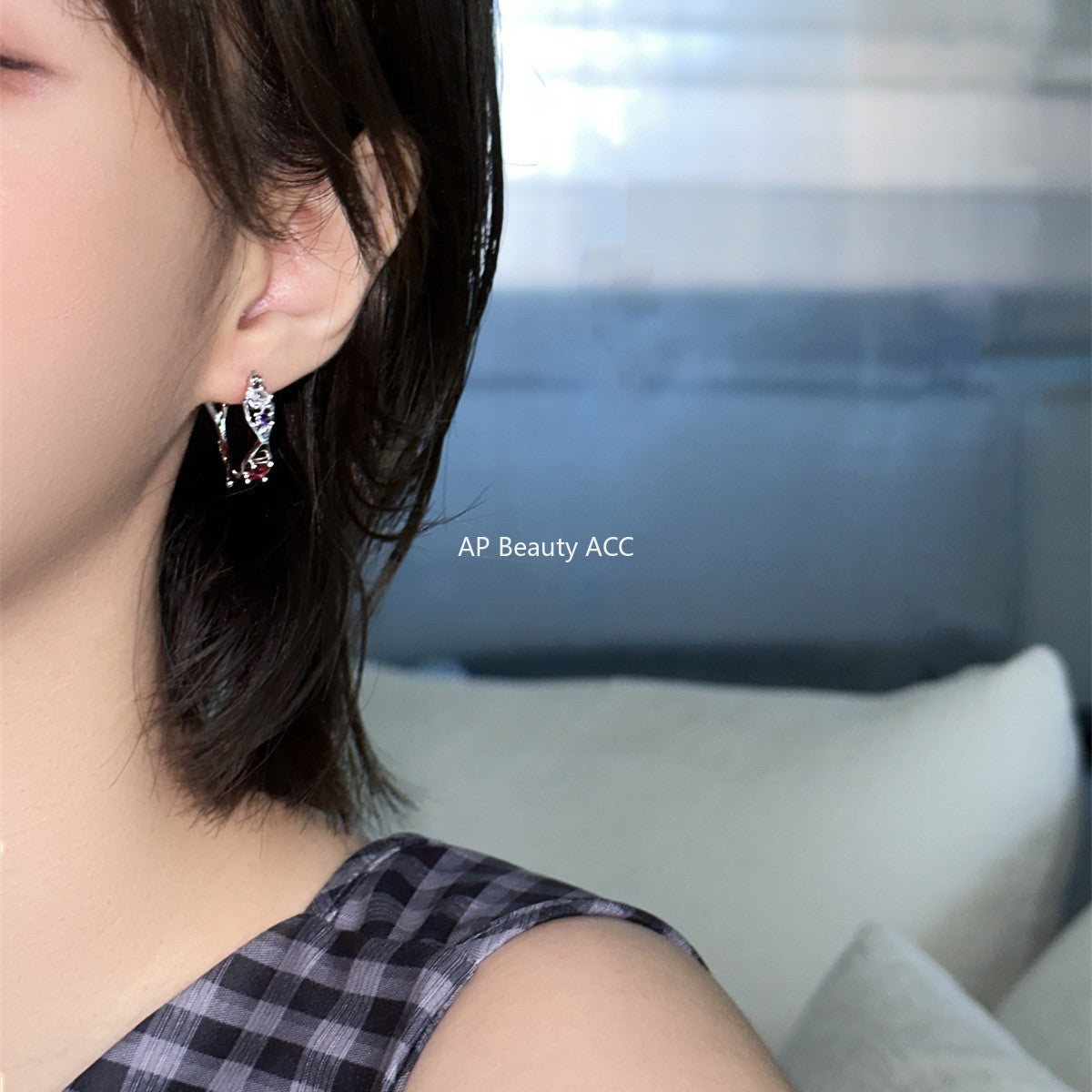 A관 - 925 은침 컬러 큐빅 링 귀걸이 [EH-4027] 25.10-2