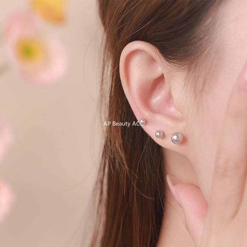 B관 - 999 실버 심플 진주 스터드 귀걸이 [YC7165E] 25.10-4