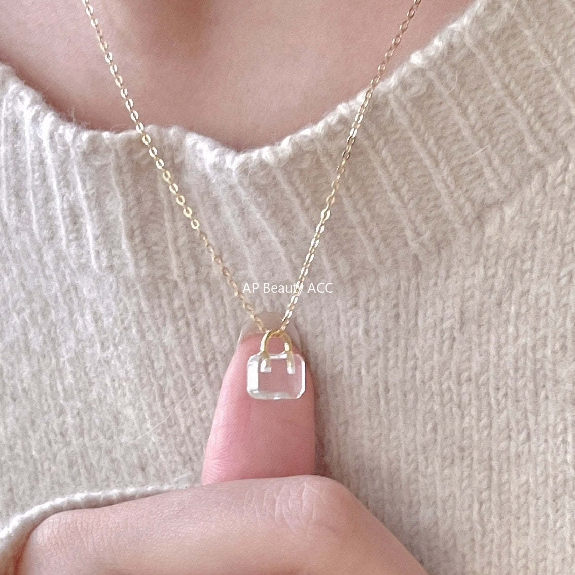 F관 - 925 실버 자물쇠 모양 펜던트 목걸이 [B1386] 25.11-4