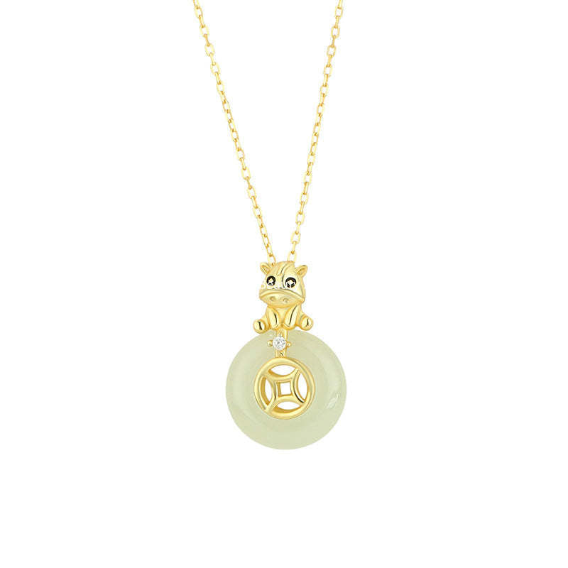 B관 - 925 실버 말 동전 디자인 백옥 목걸이 [YC3569N_1] 25.12-2