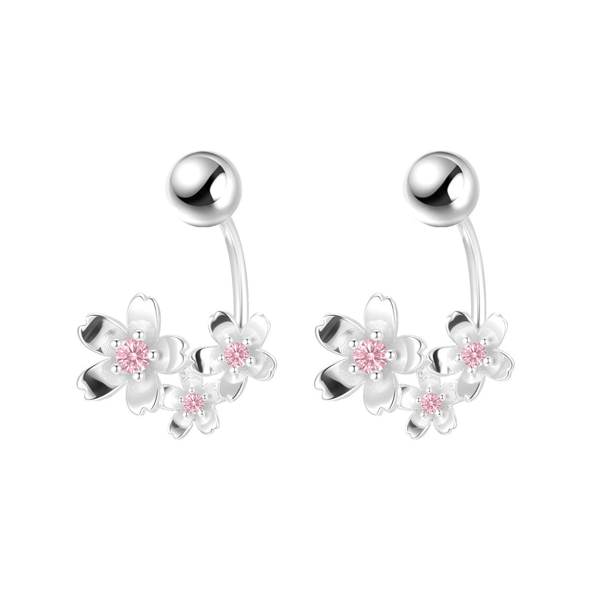 A관 - 925 은침 큐빅 플라워 스터드 피어싱 귀걸이 [EH-4128] 25.10-1