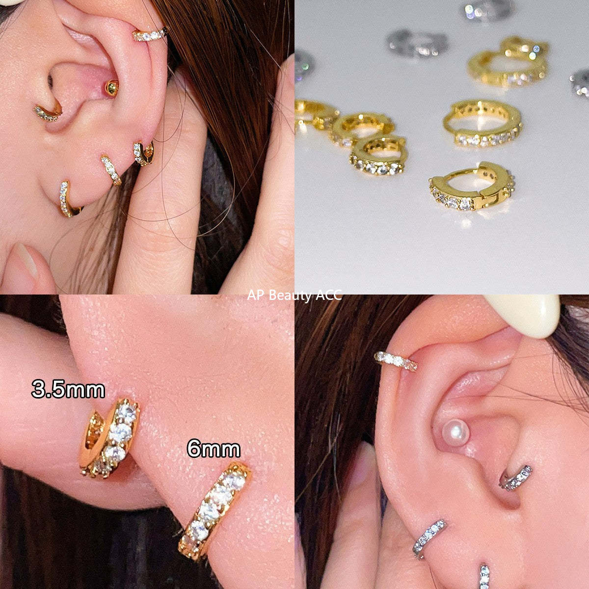 A관 - 티타늄 스틸 큐빅 후프 귀걸이 [EH-4163] 25.10-4