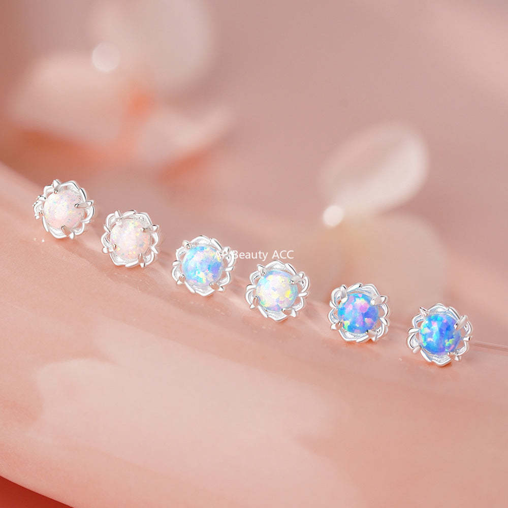 B관 - 999 실버 레이스 오팔 큐빅 귀걸이 [YC2656E_1] 25.11-4