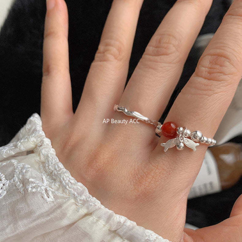 A관 - 미니 펜던트 홍마노 925 실버 비즈 반지 [1520-1527] 25.11-3