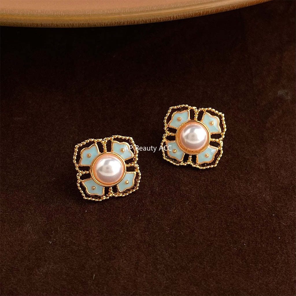 C관 - 문양 패턴 진주 925 은침 귀걸이 [7151] 25.12-1