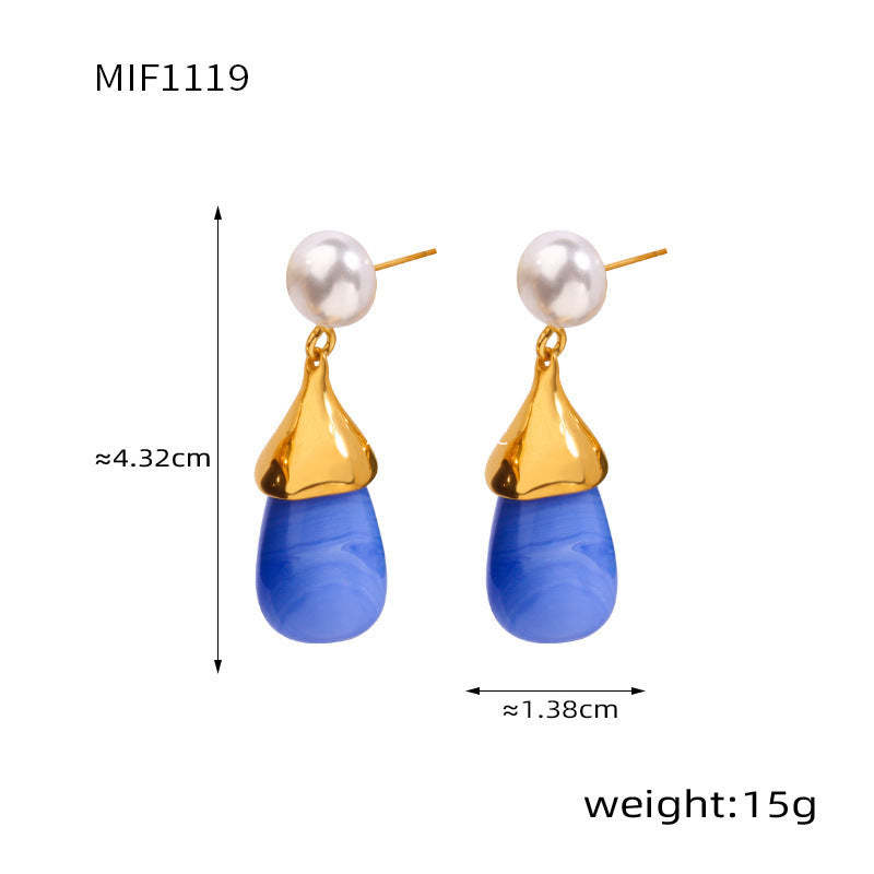 D관 - 스테인리스 스틸 캔디 컬러풀 레진 귀걸이 [F854] 24.12-4