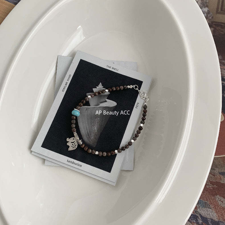 A관 - 코끼리 펜던트 설화석 925 실버 팔찌 목걸이 [1528] 25.11-3