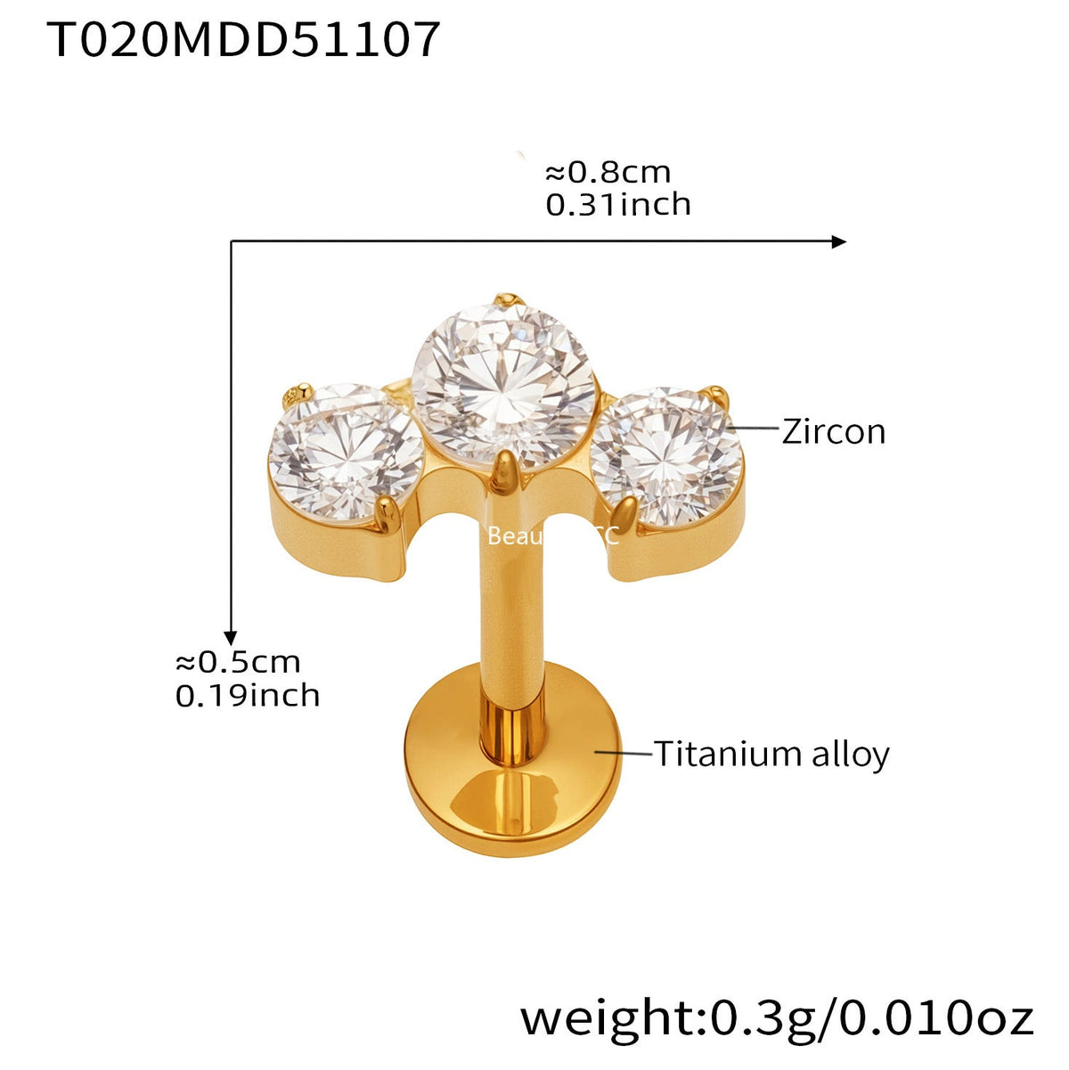 D관 - 티타늄 합금 스틸 입술용 단품 피어싱 [T009] 25.11-2