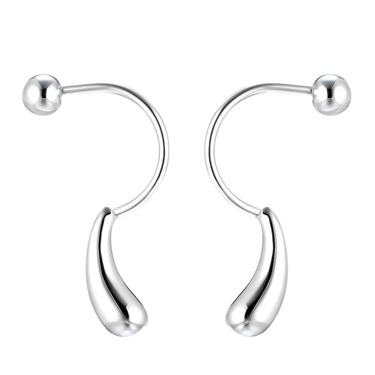 A관 - 999 실버 물방울 디자인 피어싱 귀걸이 [EH-3953] 25.10-4