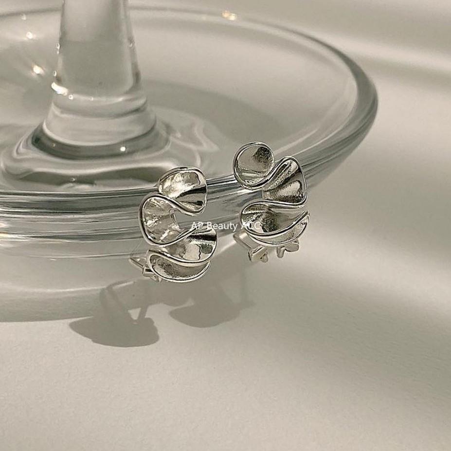 F관 - 925 실버 비정형 유선형 커튼 디자인 귀걸이 [C840] 25.11-2