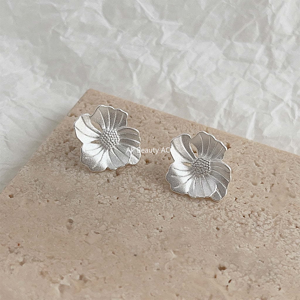 C관 - 샌드블라스트 공예 고급스러운 티꽃 귀걸이 [4099] 24.05-3