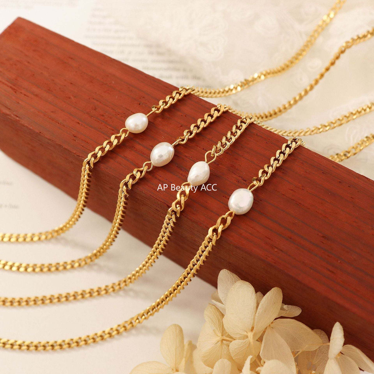 D관 - 진주 스테인리스 스틸 18K 도금 목걸이 귀걸이 [P539-F340] 25.03-4